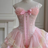 Modest Ball Gown Spaghetti Straps Sleeveless Lace Grad Dress Inspo Short Mini Formal 8th Grade Homecoming Dresses High School Hoco Court Dress Graduation Dress Cocktail Gown Birthday Outfits HZ1121