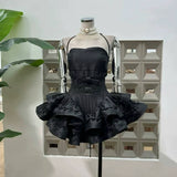 Modest Ball Gown Strapless Pink Satin Short Formal Homecoming Dress Middle School Short 20th Birthday Outfits Graduation Dress Cocktail Dresses HZ1121