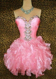 Cute Ball Gown Sweetheart Light Pink Tulle Formal Homecoming Dresses 8th Grad Dance Graduation Dress Short Mini Hoco Dresses HZ1121