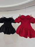Cute Ball Gown Off The Shoulder White Satin Short Formal 8th Grade Homecoming Dresses Middle School Cocktail Dress Hoco Outfits HZ1121