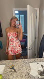 Unique Sheath Strapless Floral Formal Tight Homecoming Dresses High School Graduation Dress Short Hoco Dresses HZ1121