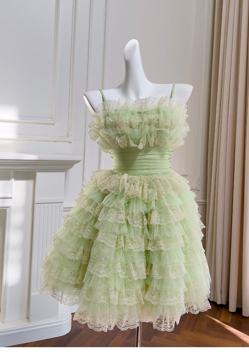 Cute Ball Gown Spaghetti Straps Mint Green Short Homecoming Dress Summ – cfgqzc