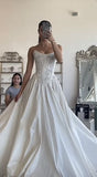 Romantic Bridal Dress A line Sweetheart Satin White Slit Wedding Dresses Minimalist Bridal Gowns HZ1121