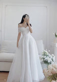 Simple Wedding Dress Ball Gown Off The Shoulder White Wedding Dresses Bridal Gowns HZ1121