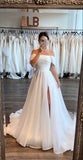 Simple Wedding Dress Ball Gown Off The Shoulder Slit White Wedding Dresses Bridal Gowns HZ1121
