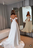 Simple Wedding Dress A line Off The Shoulder Satin White Wedding Dresses Bridal Gowns HZ1121