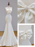 Romantic Bridal Gown Mermaid Strapless White Wedding Dresses Minimalist Bridal Gowns HZ1121