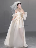 Romantic Bridal Gown Ball Gown Off The Shoulder Wedding Dresses Minimalist Bridal Gowns HZ1121