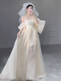 Romantic Bridal Gown Ball Gown Off The Shoulder Wedding Dresses Minimalist Bridal Gowns HZ1121