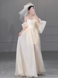 Romantic Bridal Gown Ball Gown Off The Shoulder Wedding Dresses Minimalist Bridal Gowns HZ1121