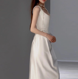 Romantic Bridal Gown Mermaid Square Satin Wedding Dresses Minimalist Bridal Gowns HZ1121