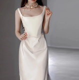 Romantic Bridal Gown Mermaid Square Satin Wedding Dresses Minimalist Bridal Gowns HZ1121