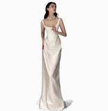 Romantic Bridal Gown Mermaid Square Satin Wedding Dresses Minimalist Bridal Gowns HZ1121