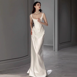 Romantic Bridal Gown Mermaid Square Satin Wedding Dresses Minimalist Bridal Gowns HZ1121