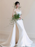Romantic Bridal Gown Mermaid Strapless Satin Wedding Dresses Minimalist Bridal Gowns HZ1121