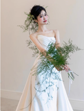 Romantic Bridal Gown Mermaid Strapless Satin Wedding Dresses Minimalist Bridal Gowns HZ1121