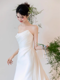 Romantic Bridal Gown Mermaid Strapless Satin Wedding Dresses Minimalist Bridal Gowns HZ1121