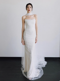 Romantic Bridal Gown Mermaid Strapless Tulle White Wedding Dresses Minimalist Bridal Gowns HZ1121