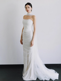 Romantic Bridal Gown Mermaid Strapless Tulle White Wedding Dresses Minimalist Bridal Gowns HZ1121