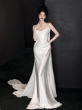 Romantic Bridal Gown Mermaid Strapless Satin White Wedding Dresses Minimalist Bridal Gowns HZ1121