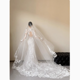 Romantic Bridal Gown Mermaid V Neck Lace White Wedding Dresses Minimalist Bridal Gowns HZ1121