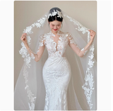 Romantic Bridal Gown Mermaid V Neck Lace White Wedding Dresses Minimalist Bridal Gowns HZ1121