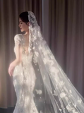 Romantic Bridal Gown Mermaid Scoop Sequin White Wedding Dresses Minimalist Bridal Gowns HZ1121