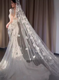 Romantic Bridal Gown Mermaid Scoop Sequin White Wedding Dresses Minimalist Bridal Gowns HZ1121