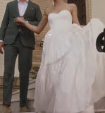 Simple Wedding Dress Ball Gown Strapless Satin White Long Wedding Dresses Bridal Gowns HZ1121