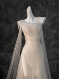Simple Wedding Dress Mermaid Strapless Light Pink Tulle Long Wedding Dresses Bridal Gowns HZ1121