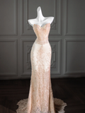 Rustic Wedding Dress Mermaid Sweetheart Lace Satin Champagne Long Wedding Dresses Bridal Gowns HZ1121