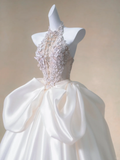 Romantic Bridal Gown Ball Gown High Neck White Wedding Dresses Minimalist Bridal Gowns HZ1121