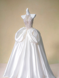 Romantic Bridal Gown Ball Gown High Neck White Wedding Dresses Minimalist Bridal Gowns HZ1121