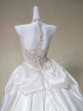 Romantic Bridal Gown Ball Gown High Neck White Wedding Dresses Minimalist Bridal Gowns HZ1121