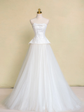 Rustic Wedding Dress Ball Gown Strapless White Tulle Long Wedding Dresses Bridal Gowns HZ1121