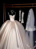 Rustic Wedding Dress Ball Gown Sweetheart Satin Light Pink Long Wedding Dresses Bridal Gowns HZ1121