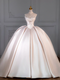 Rustic Wedding Dress Ball Gown Sweetheart Satin Light Pink Long Wedding Dresses Bridal Gowns HZ1121