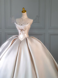 Rustic Wedding Dress Ball Gown Sweetheart Satin Light Pink Long Wedding Dresses Bridal Gowns HZ1121