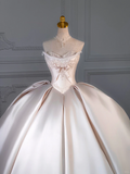 Rustic Wedding Dress Ball Gown Sweetheart Satin Light Pink Long Wedding Dresses Bridal Gowns HZ1121