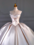 Rustic Wedding Dress Ball Gown Sweetheart Satin Light Pink Long Wedding Dresses Bridal Gowns HZ1121