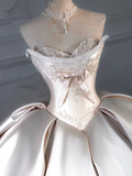 Rustic Wedding Dress Ball Gown Sweetheart Satin Light Pink Long Wedding Dresses Bridal Gowns HZ1121