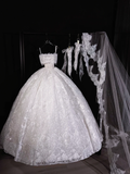 Rustic Wedding Dress Ball Gown Strapless White Lace Long Wedding Dresses Bridal Gowns HZ1121