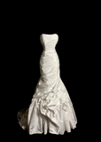 Retro Wedding Dress Mermaid Strapless Long Satin Ivory Ruffles Wedding Dresses Bridal Gowns HZ1121