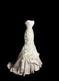 Retro Wedding Dress Mermaid Strapless Long Satin Ivory Ruffles Wedding Dresses Bridal Gowns HZ1121