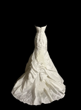 Retro Wedding Dress Mermaid Strapless Long Satin Ivory Ruffles Wedding Dresses Bridal Gowns HZ1121