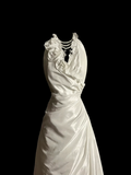 Vintage Wedding Dress A line Halter White Satin Long Wedding Dresses Bridal Gowns HZ1121