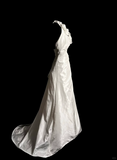 Vintage Wedding Dress A line Halter White Satin Long Wedding Dresses Bridal Gowns HZ1121