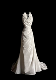 Vintage Wedding Dress A line Halter White Satin Long Wedding Dresses Bridal Gowns HZ1121