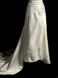 Vintage Wedding Dress A line Strapless White Satin Long Wedding Dresses Retro 1970s Bridal Gowns HZ1121