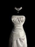 Vintage Wedding Dress A line Strapless White Satin Long Wedding Dresses Retro 1970s Bridal Gowns HZ1121